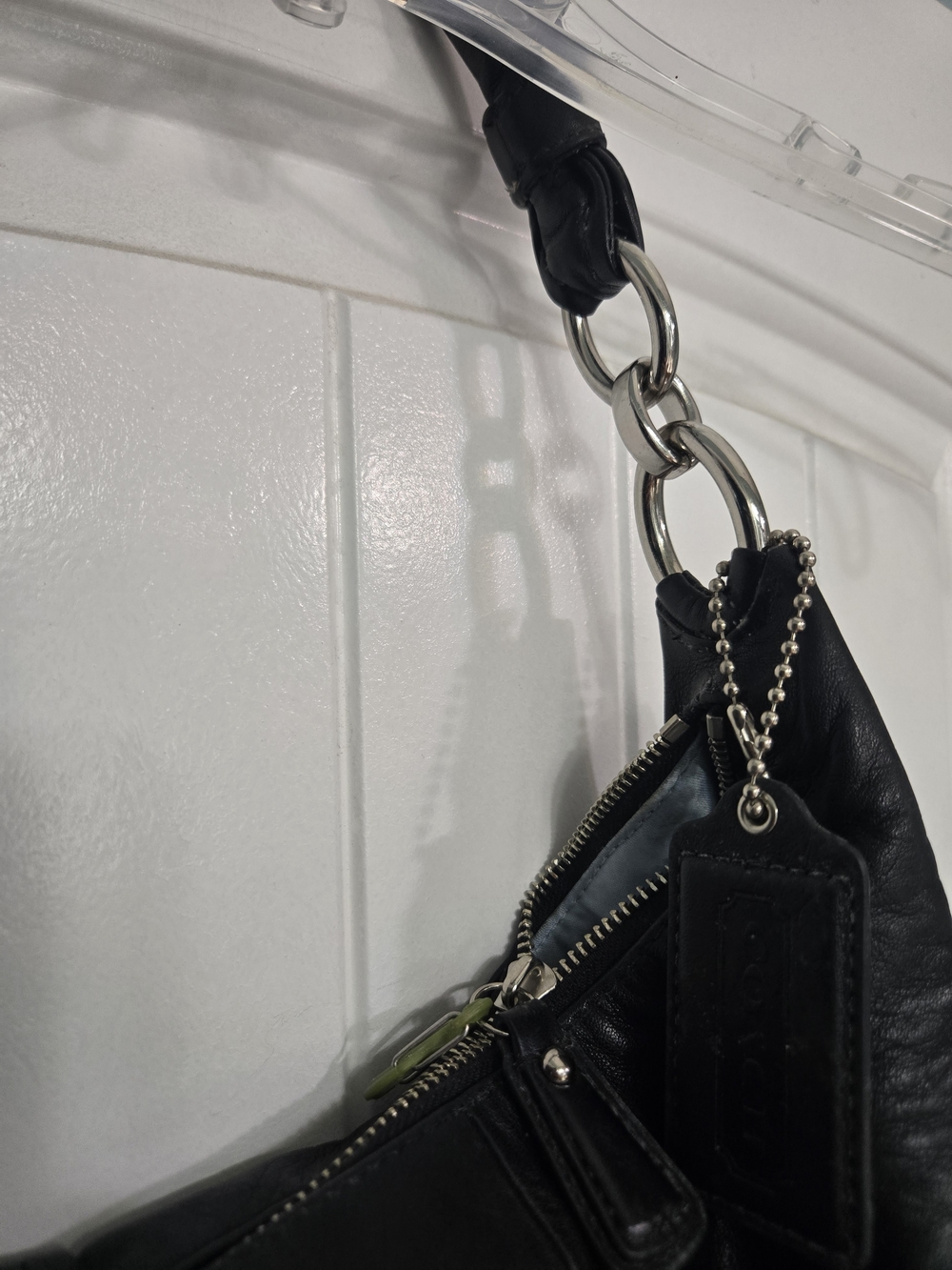 Coach Black Leather Hobo with Silver-Tone Hardware - Picture 5 of 5